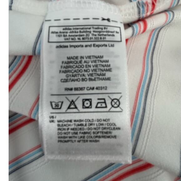 Adidas Climilite Golf Sleeveless Polo, White with Stripes, Large - Picture 6 of 6